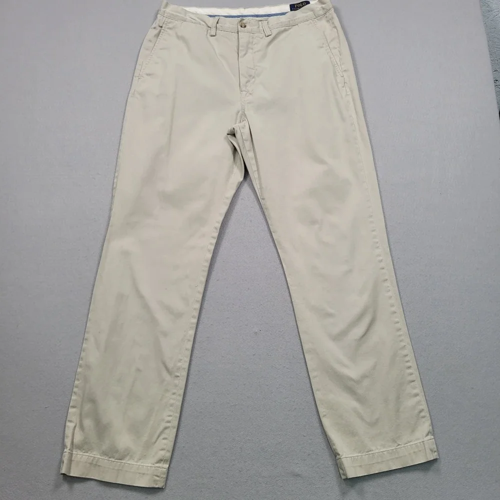Polo Ralph Lauren Mens 34x32 Tan Classic‎ Fit Chino Pants Khaki Cotton